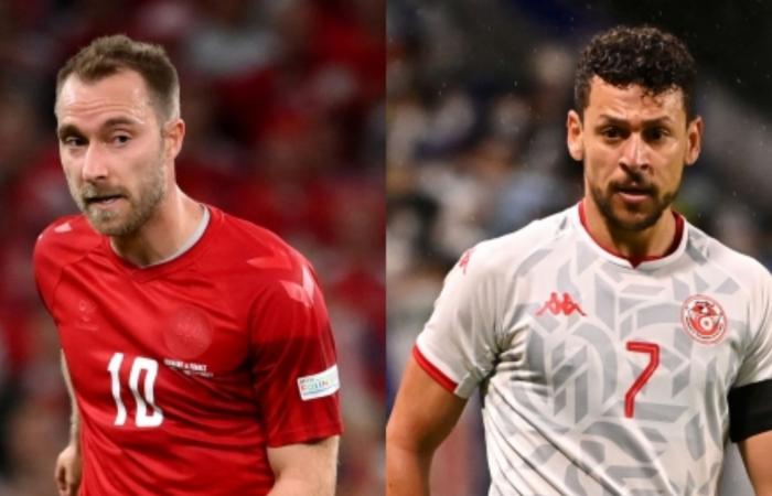What are the broadcast channels for the Tunisia-Denmark match in the 2022 World Cup? How do you watch it for free?