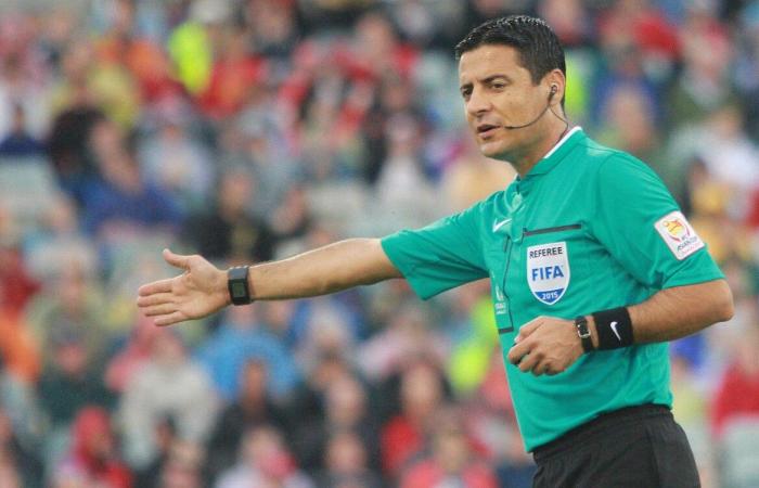 Who is the referee for the Brazil-Serbia match in the World Cup today?