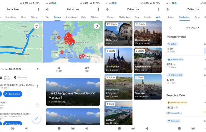 Google Maps: Your personal review of the year in the timeline – location history shows all places visited